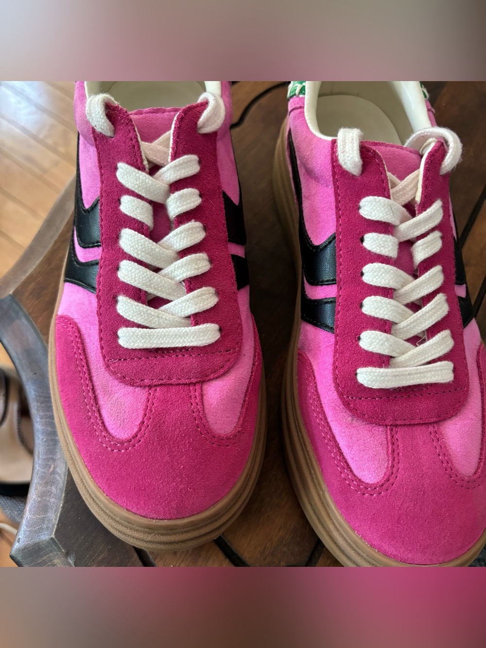 Steve Madden Pink Suede Sneakers with Black Accent